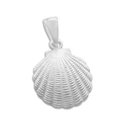 Anhänger Für Damen|Silber Anhänger|Elfen Schmuck Muschel Anhänger mattiert und strukturiert 925 Silber