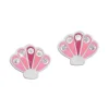 Ohrstecker|Silber Ohrstecker|Elfen Schmuck Muschel Ohrringe rosa pink mit Strass Steinen 925 Silber