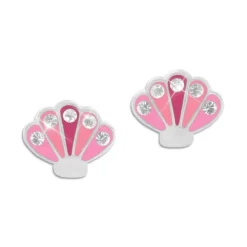 Ohrstecker|Silber Ohrstecker|Elfen Schmuck Muschel Ohrringe rosa pink mit Strass Steinen 925 Silber