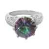 Damen Ringe|Edelstein Ringe|Elfen Schmuck Mystic Quarz Ring lila pink grün Gr. 60 925 Silber