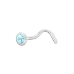 Weiterer Damenschmuck|Weiterer Silberschmuck|Elfen Schmuck Nasenstecker Spirale Zirkonia aqua blau 3,5 mm 925 Silber