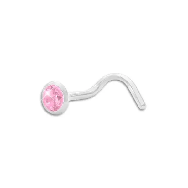 Weiterer Damenschmuck|Weiterer Silberschmuck|Elfen Schmuck Nasenstecker Spirale Zirkonia rosa 3,5 mm 925 Silber
