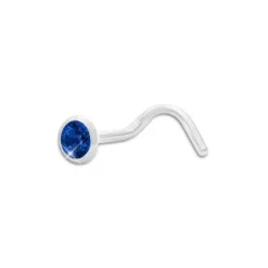 Weiterer Damenschmuck|Weiterer Silberschmuck|Elfen Schmuck Nasenstecker Spirale Zirkonia safir blau 3,5 mm 925 Silber