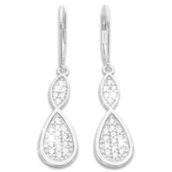 Ohrhänger|Silber Ohrhänger|Elfen Schmuck Ohrhänger Tropfen mit 40 weißen Zirkonia Steinen 925 Silber
