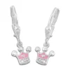 Ohrhänger|Silber Ohrhänger|Elfen Schmuck Ohrringe für Kinder Krone mit Strass 925 Silber