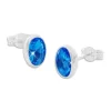 Ohrstecker|Ohrstecker|Elfen Schmuck Ohrringe königsblaue ovale Kristall Ohrstecker 925 Silber