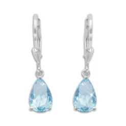 Ohrhänger|Silber Ohrhänger|Elfen Schmuck Ohrringe mit aquamarin blauen Zirkonia Tränen 925 Silber
