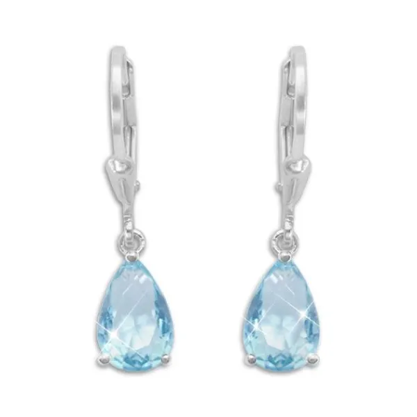 Ohrhänger|Silber Ohrhänger|Elfen Schmuck Ohrringe mit aquamarin blauen Zirkonia Tränen 925 Silber
