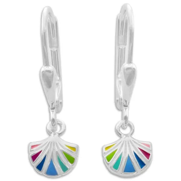 Ohrhänger|Silber Ohrhänger|Elfen Schmuck Ohrringe mit bunten Muscheln 925 Silber