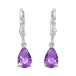 Ohrhänger|Silber Ohrhänger|Elfen Schmuck Ohrringe mit lila Zirkonia Tränen 925 Silber