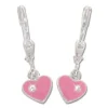 Ohrhänger|Silber Ohrhänger|Elfen Schmuck Ohrringe mit rosa Herzen und Strasssteinen 925 Silber