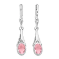 Ohrhänger|Silber Ohrhänger|Elfen Schmuck Ohrringe mit rosa Zirkonia Kristallen oval 925 Silber