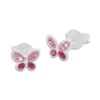 Ohrstecker|Silber Ohrstecker|Elfen Schmuck Ohrringe mit Schmetterlingen und Strass rosa / pink 925 Silber