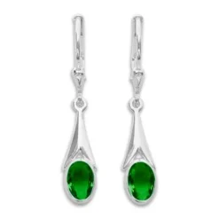 Ohrhänger|Silber Ohrhänger|Elfen Schmuck Ohrringe mit smaragd grünen Zirkonia Kristallen oval 925 Silber