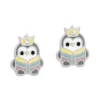 Ohrstecker|Silber Ohrstecker|Elfen Schmuck Ohrringe Pinguin mit Krone und Strass Stein 925 Silber