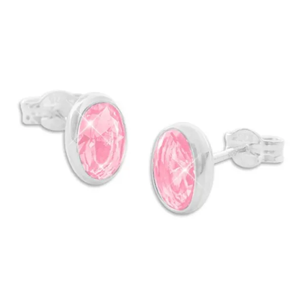 Ohrstecker|Ohrstecker|Elfen Schmuck Ohrringe rosa ovale Kristall Ohrstecker 925 Silber
