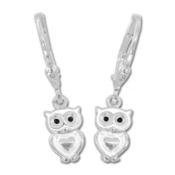 Ohrhänger|Silber Ohrhänger|Elfen Schmuck Ohrringe Schnee-Eule weiß 925 Silber