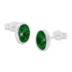 Ohrstecker|Ohrstecker|Elfen Schmuck Ohrringe smaragd grüne ovale Kristall Ohrstecker 925 Silber