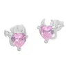 Ohrstecker|Silber Ohrstecker|Elfen Schmuck Ohrringe teuflisches Herz mit rosa Zirkonia 925 Silber