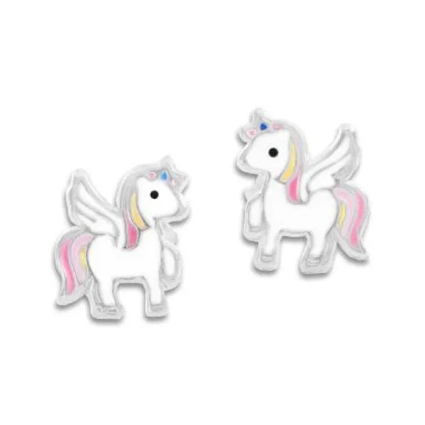 Ohrstecker|Silber Ohrstecker|Elfen Schmuck Ohrstecker Alicorn geflügeltes Einhorn Pastellfarben 925 Silber