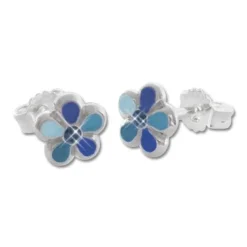 Ohrstecker|Silber Ohrstecker|Elfen Schmuck Ohrstecker Blume blau 925 Silber