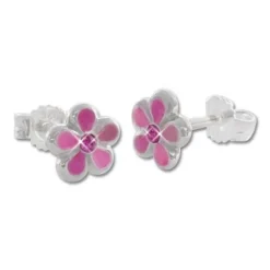 Ohrstecker|Silber Ohrstecker|Elfen Schmuck Ohrstecker Blume rosa 925 Silber