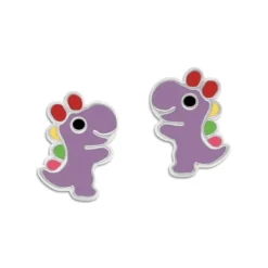 Ohrstecker|Silber Ohrstecker|Elfen Schmuck Ohrstecker Dinosaurier Mädchen mit Schleife 925 Silber