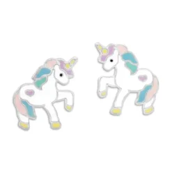 Ohrstecker|Silber Ohrstecker|Elfen Schmuck Ohrstecker Einhorn bunt lackiert 925 Silber