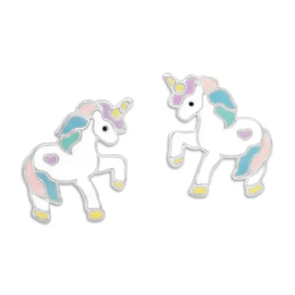 Ohrstecker|Silber Ohrstecker|Elfen Schmuck Ohrstecker Einhorn bunt lackiert 925 Silber
