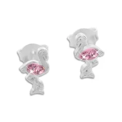 Ohrstecker|Silber Ohrstecker|Elfen Schmuck Ohrstecker Flamingo mit rosa Strass Steinen 925 Silber