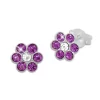 Ohrstecker|Silber Ohrstecker|Elfen Schmuck Ohrstecker für Kinder Kristall Blume dunkel lila / weiß 925 Silber