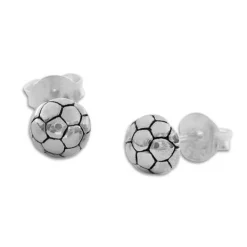 Ohrstecker|Ohrstecker|Elfen Schmuck Ohrstecker Fußball Halbkugel 925 Silber
