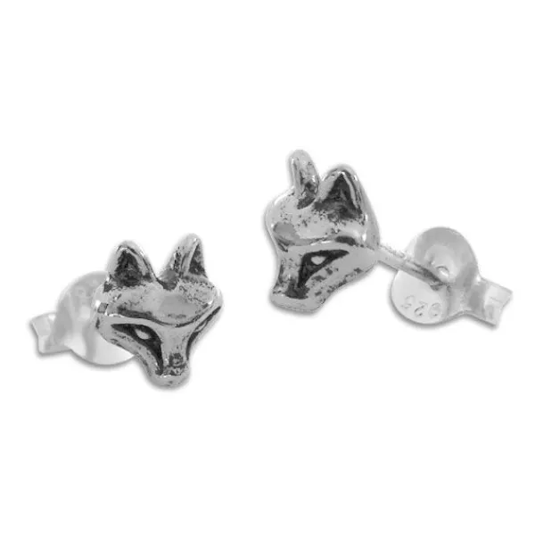Ohrstecker|Ohrstecker|Elfen Schmuck Ohrstecker Fuchskopf geschwärzt 925 Silber