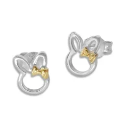 Ohrstecker|Silber Ohrstecker|Elfen Schmuck Ohrstecker Hasen mit Schleife bicolor 925 Silber