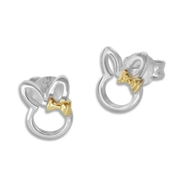 Ohrstecker|Silber Ohrstecker|Elfen Schmuck Ohrstecker Hasen mit Schleife bicolor 925 Silber