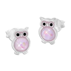 Ohrstecker|Silber Ohrstecker|Elfen Schmuck Ohrstecker lila Eule mit Glitzer Kugelbauch 925 Silber