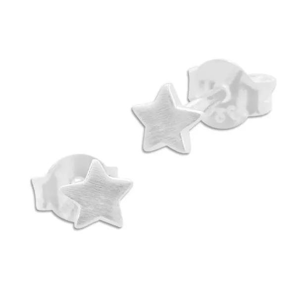 Ohrstecker|Ohrstecker|Elfen Schmuck Ohrstecker Mini Stern mattiert 925 Silber