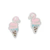 Ohrstecker|Silber Ohrstecker|Elfen Schmuck Ohrstecker mit Flamingo Eistüte 925 Silber