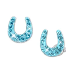 Ohrstecker|Silber Ohrstecker|Elfen Schmuck Ohrstecker mit großen Strass Hufeisen hellblau 925 Silber