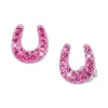 Ohrstecker|Silber Ohrstecker|Elfen Schmuck Ohrstecker mit großen Strass Hufeisen pink 925 Silber