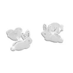 Ohrstecker|Ohrstecker|Elfen Schmuck Ohrstecker mit Hasen glänzend 925 Silber