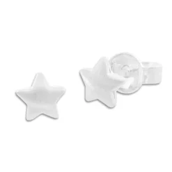 Ohrstecker|Ohrstecker|Elfen Schmuck Ohrstecker mit mattierten Sternen 925 Silber