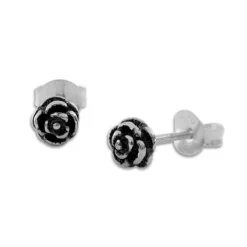 Ohrstecker|Silber Ohrstecker|Elfen Schmuck Ohrstecker mit Rosen klein geschwärzt 925 Silber
