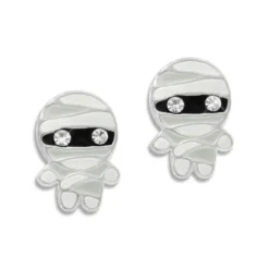 Ohrstecker|Silber Ohrstecker|Elfen Schmuck Ohrstecker Mumie mit Strass Augen 925 Silber