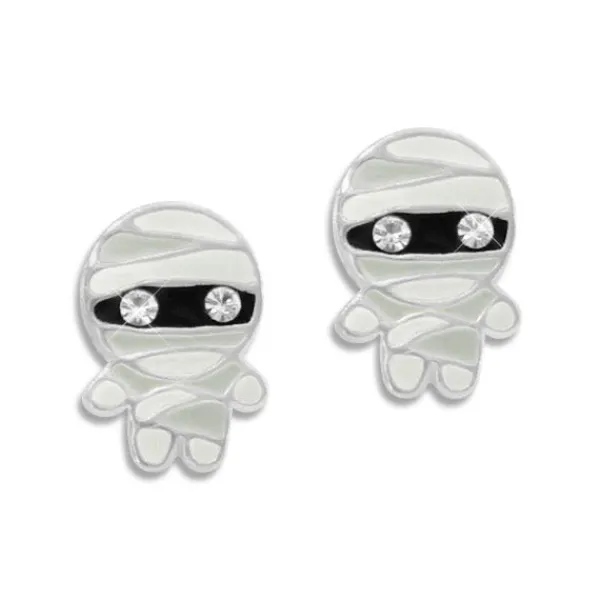 Ohrstecker|Silber Ohrstecker|Elfen Schmuck Ohrstecker Mumie mit Strass Augen 925 Silber