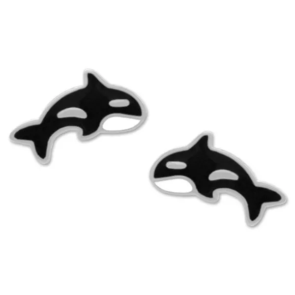 Ohrstecker|Silber Ohrstecker|Elfen Schmuck Ohrstecker Orca Wal schwarz weiß 925 Silber