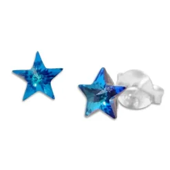 Ohrstecker|Ohrstecker|Elfen Schmuck Ohrstecker Regenbogen Sterne blau 925 Silber