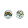 Ohrstecker|Silber Ohrstecker|Elfen Schmuck Ohrstecker rund mit Einhorn und Regenbogen 925 Silber