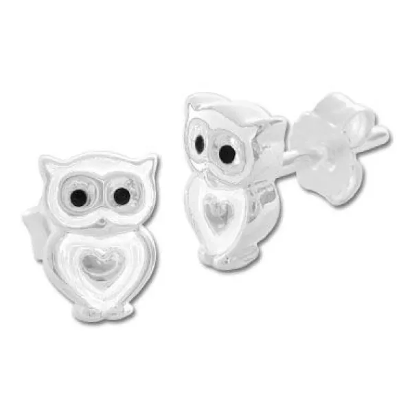 Ohrstecker|Silber Ohrstecker|Elfen Schmuck Ohrstecker Schnee-Eule weiß 925 Silber