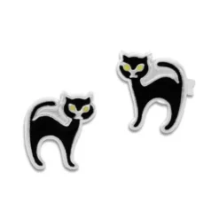 Ohrstecker|Silber Ohrstecker|Elfen Schmuck Ohrstecker schwarze Katze 925 Silber